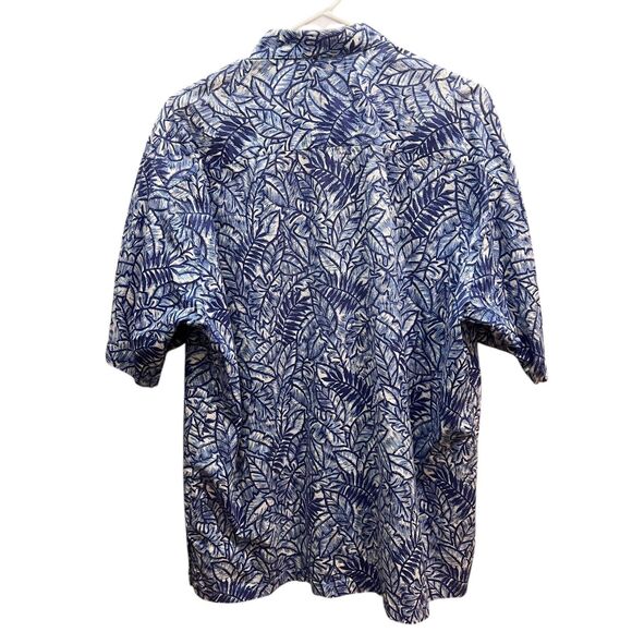 Tori Richard Cotton Blue White Palm Trees Short Sleeve Button Up Shirt Mens Sz L - Picture 2 of 10
